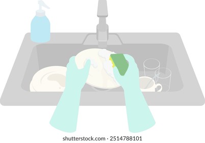Clip art of washing dishes