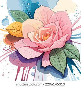 Clip art watercolor floral design consists of beautiful hand-painted watercolor flowers that can be used to enhance various creative projects.