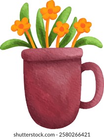 clip art watercolor illustration of colorful flowers petal and leaves for child daycare and nursery wallpaper