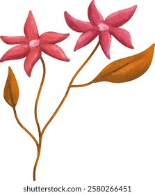 clip art watercolor illustration of colorful flowers petal and leaves for child daycare and nursery wallpaper
