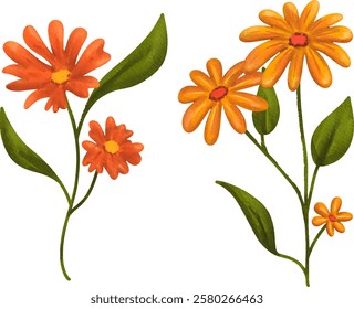 clip art watercolor illustration of colorful flowers petal and leaves for child daycare and nursery wallpaper
