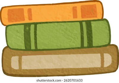 clip art watercolor illustration of colorful hard cover open book with empty pages for background asset