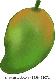 clip art watercolor illustration of fruits, cherry, mango, lemon, tangerine orange for background asset