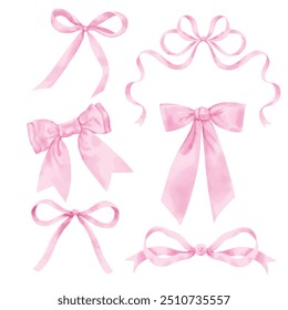 Clip art watercolor stye of Bows set , Vector all elements isolated on white background.