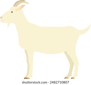 Clip art of white goat seen from the side