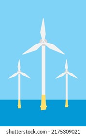 Clip Art Of Windmill Of Wind Power Generation On The Sea