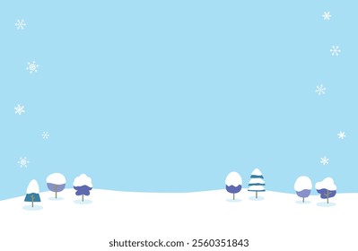 clip art winter background of trees and snowflakes