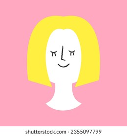 Clip art of a woman with both eyes closed