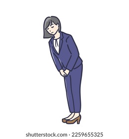 Clip art of woman in business suit bowing