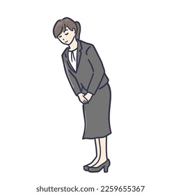 Clip art of woman in business suit bowing