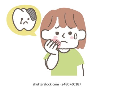 Clip art of woman with cavity