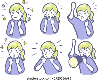 Clip art of a woman cheering for someone