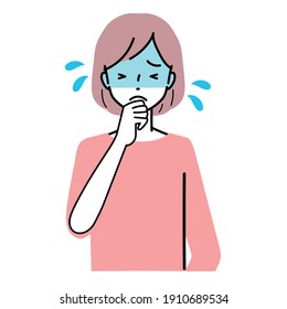Clip art of woman in cold sweat