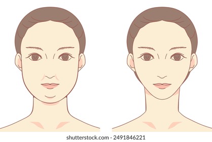 Clip art of woman with double chin and small face