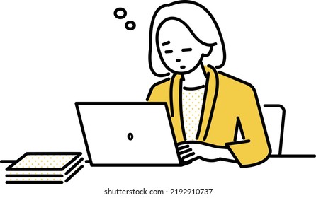 Clip art of woman dozing off at work.