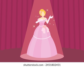 Clip art of woman in dress singing on stage