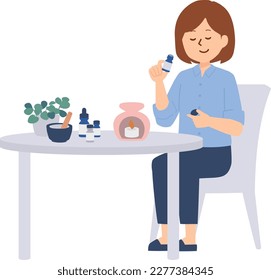 Clip art of woman enjoying aroma of aroma oil