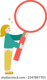 Clip art of woman examining with magnifying glass