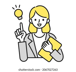 Clip art of woman inspiring idea 