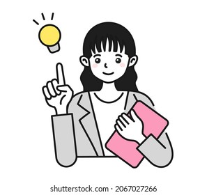 Clip art of woman inspiring idea 
