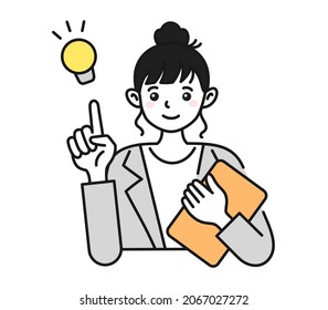 Clip art of woman inspiring idea 