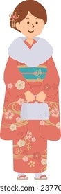 Clip art of woman in kimono