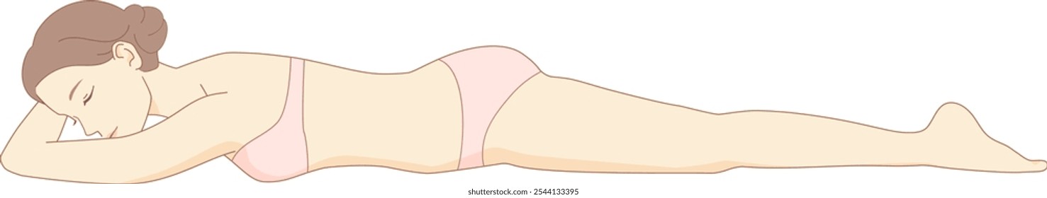 Clip art of woman lying on her stomach