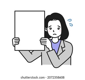 Clip art of a woman making a good announcement on a board