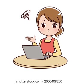 Clip art of a woman operating a computer