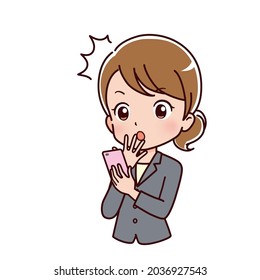 Clip art of a woman operating a smart phone