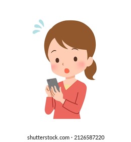 Clip art of a woman operating a smart phone