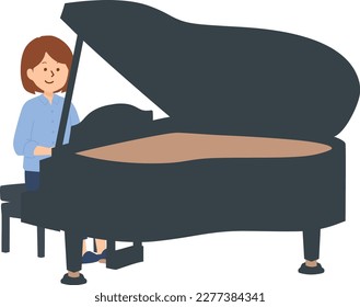 Clip art of woman playing piano