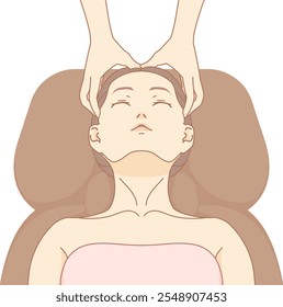 Clip art of woman receiving head spa treatment