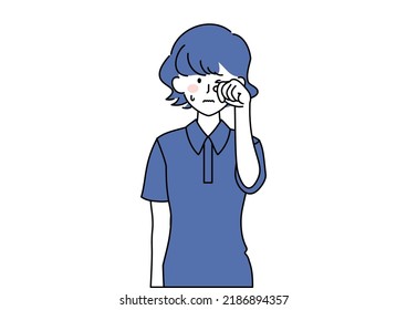 Clip art of woman rubbing her eyes