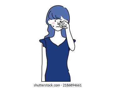 Clip art of woman rubbing her eyes