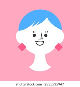 Clip art of a woman with short hair wearing earrings