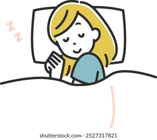 Clip art of woman sleeping on futon