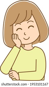 clip art of woman smiling with her hand on her cheek