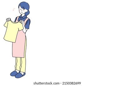 Clip art of woman spreading laundry