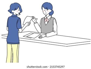 Clip art of woman submitting documents