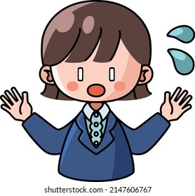 Clip art of woman in suit in a panic