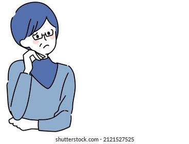 Clip art of woman thinking with cheekbones