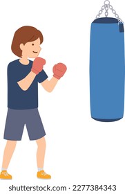 Clip art of woman training for boxing