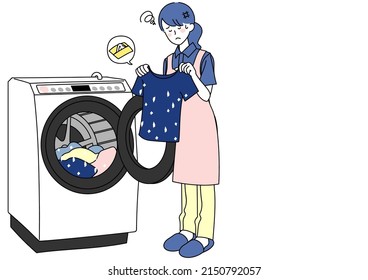 Clip art of woman in trouble of washing tissue together