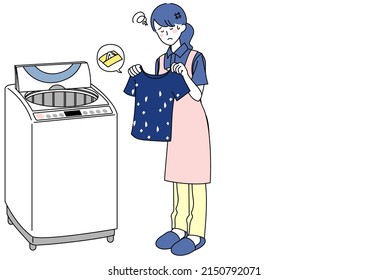 Clip art of woman in trouble of washing tissue together