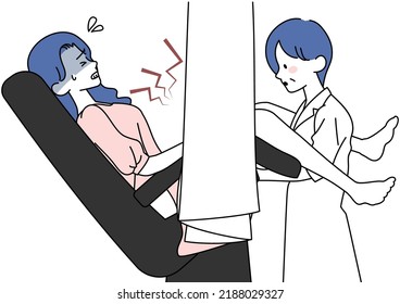 Clip art of woman undergoing internal examination of gynecology
