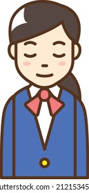 Clip art of woman in uniform with head down