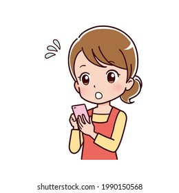 Clip art of a woman using a smartphone.