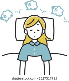 Clip art of woman who couldn't sleep and count sheep