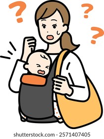 Clip art of woman who goes shopping with baby.